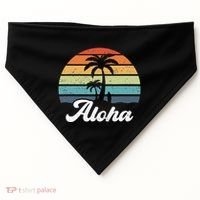 Aloha Hawaii Hawaiian Island Palm Beach Surfboard Surf USA-Made Doggie Bandana thumb 0