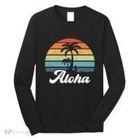 Aloha Hawaii Hawaiian Island Palm Beach Surfboard Surf Long Sleeve Shirt thumb 0