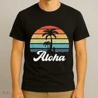 Aloha Hawaii Hawaiian Island Palm Beach Surfboard Surf T-Shirt thumb 3