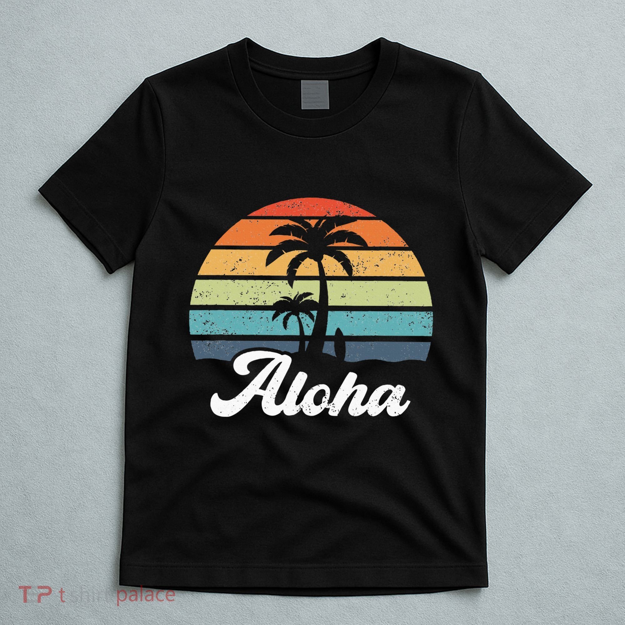 Aloha Hawaii Hawaiian Island Palm Beach Surfboard Surf T-Shirt