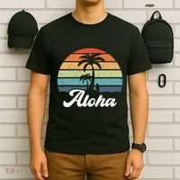 Aloha Hawaii Hawaiian Island Palm Beach Surfboard Surf T-Shirt thumb 6