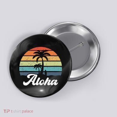 Aloha Hawaii Hawaiian Island Palm Beach Surfboard Surf Button