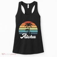 Aloha Hawaii Hawaiian Island Palm Beach Surfboard Surf Women's Tank Top thumb 0