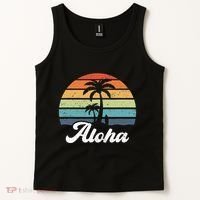 Aloha Hawaii Hawaiian Island Palm Beach Surfboard Surf Tank Top thumb 2