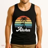 Aloha Hawaii Hawaiian Island Palm Beach Surfboard Surf Tank Top thumb 3