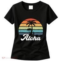 Aloha Hawaii Hawaiian Island Palm Beach Surfboard Surf Women's T-Shirt thumb 0
