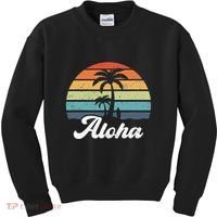 Aloha Hawaii Hawaiian Island Palm Beach Surfboard Surf Kids Sweatshirt thumb 0