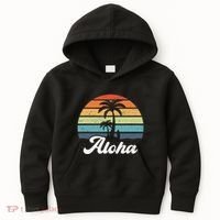 Aloha Hawaii Hawaiian Island Palm Beach Surfboard Surf Kids Hoodie thumb 0