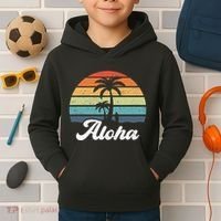 Aloha Hawaii Hawaiian Island Palm Beach Surfboard Surf Kids Hoodie thumb 2