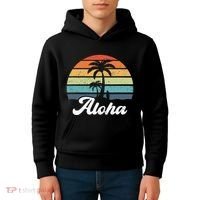Aloha Hawaii Hawaiian Island Palm Beach Surfboard Surf Kids Hoodie thumb 4