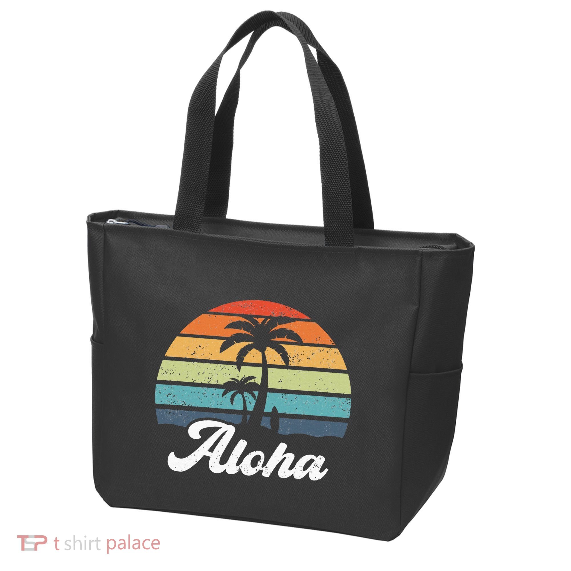 Aloha Hawaii Hawaiian Island Palm Beach Surfboard Surf Tote Bag