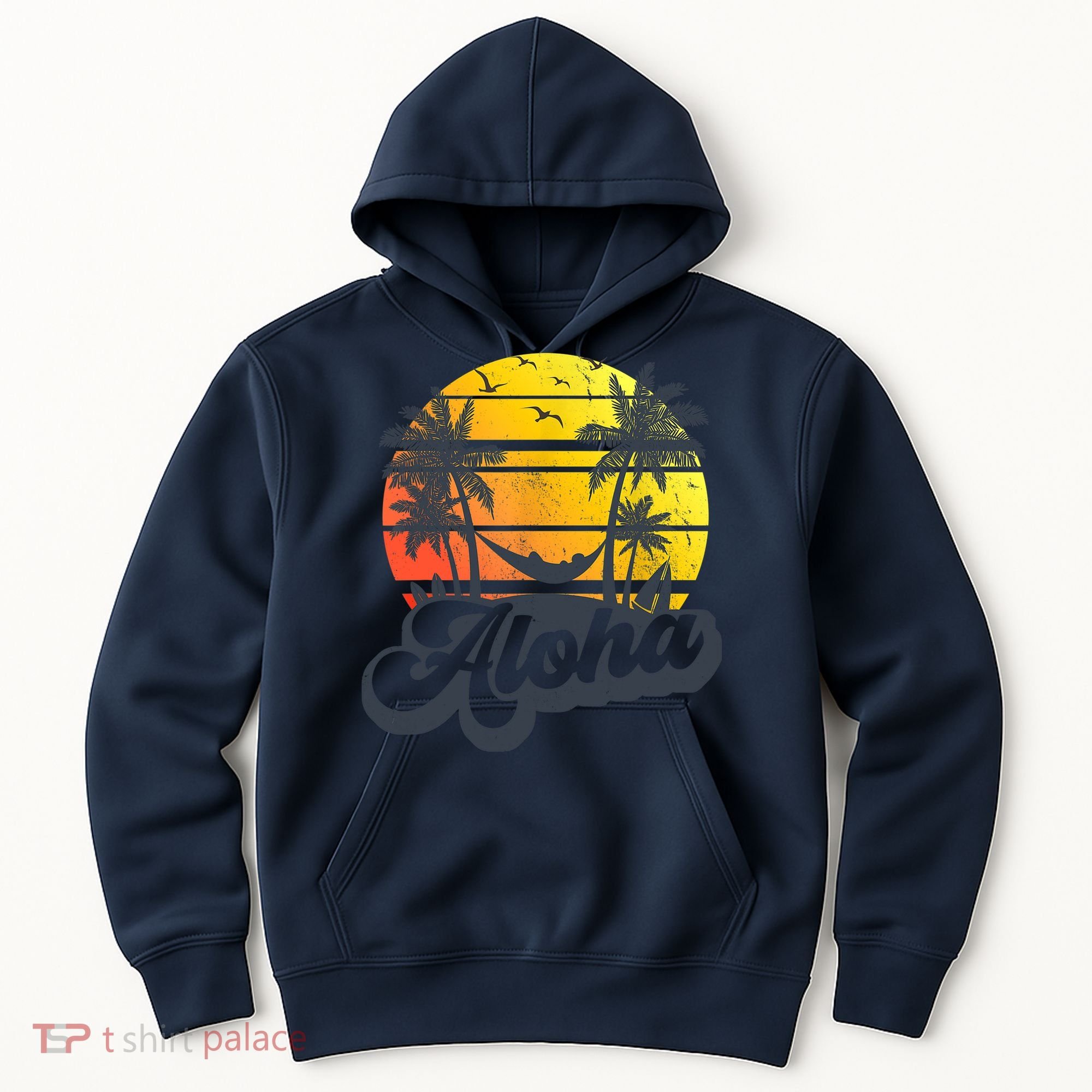 Aloha Hawaii Hawaiian Island Palm Trees Beach Vacation Hoodie