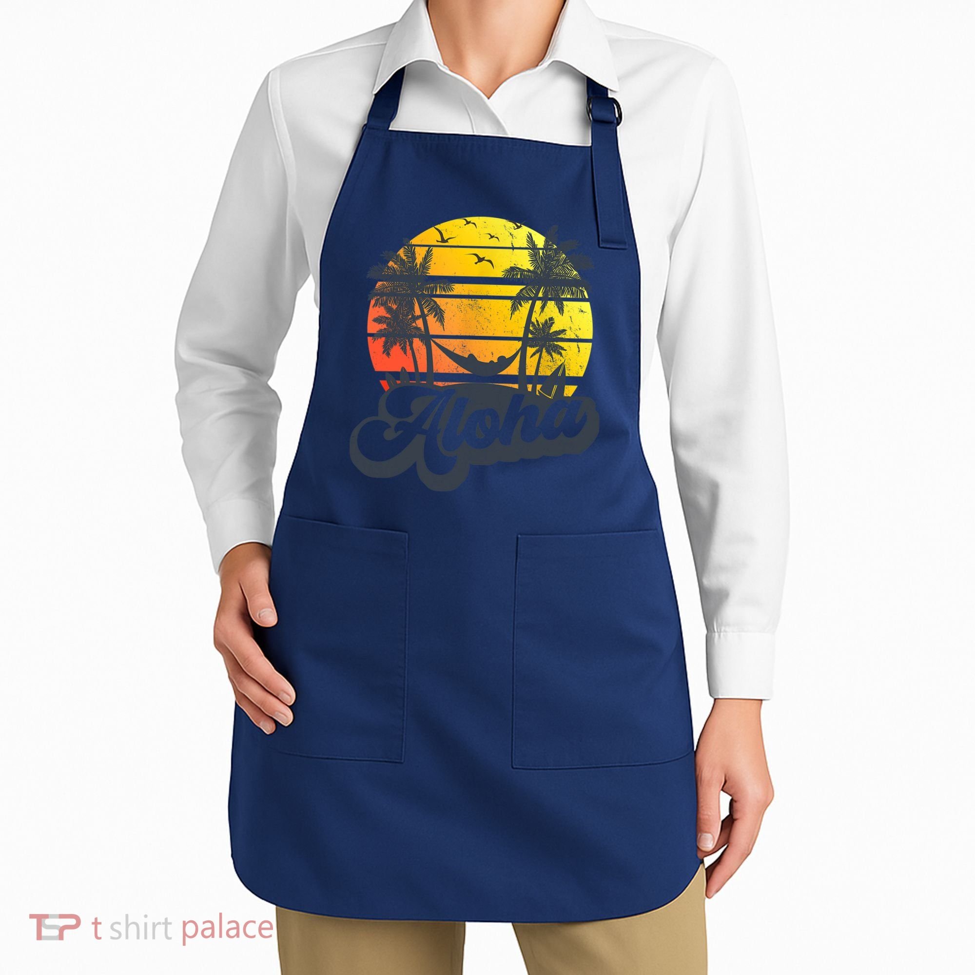 Aloha Hawaii Hawaiian Island Palm Trees Beach Vacation Apron