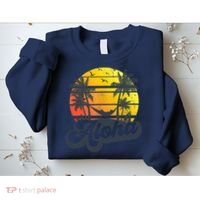 Aloha Hawaii Hawaiian Island Palm Trees Beach Vacation Sweatshirt thumb 2