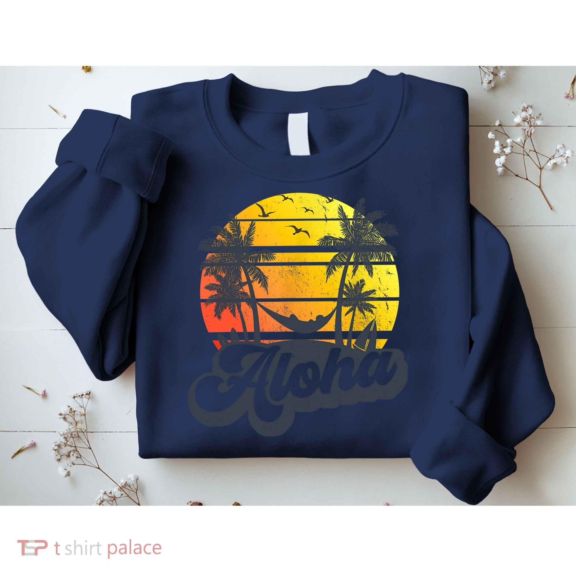 Aloha Hawaii Hawaiian Island Palm Trees Beach Vacation Sweatshirt