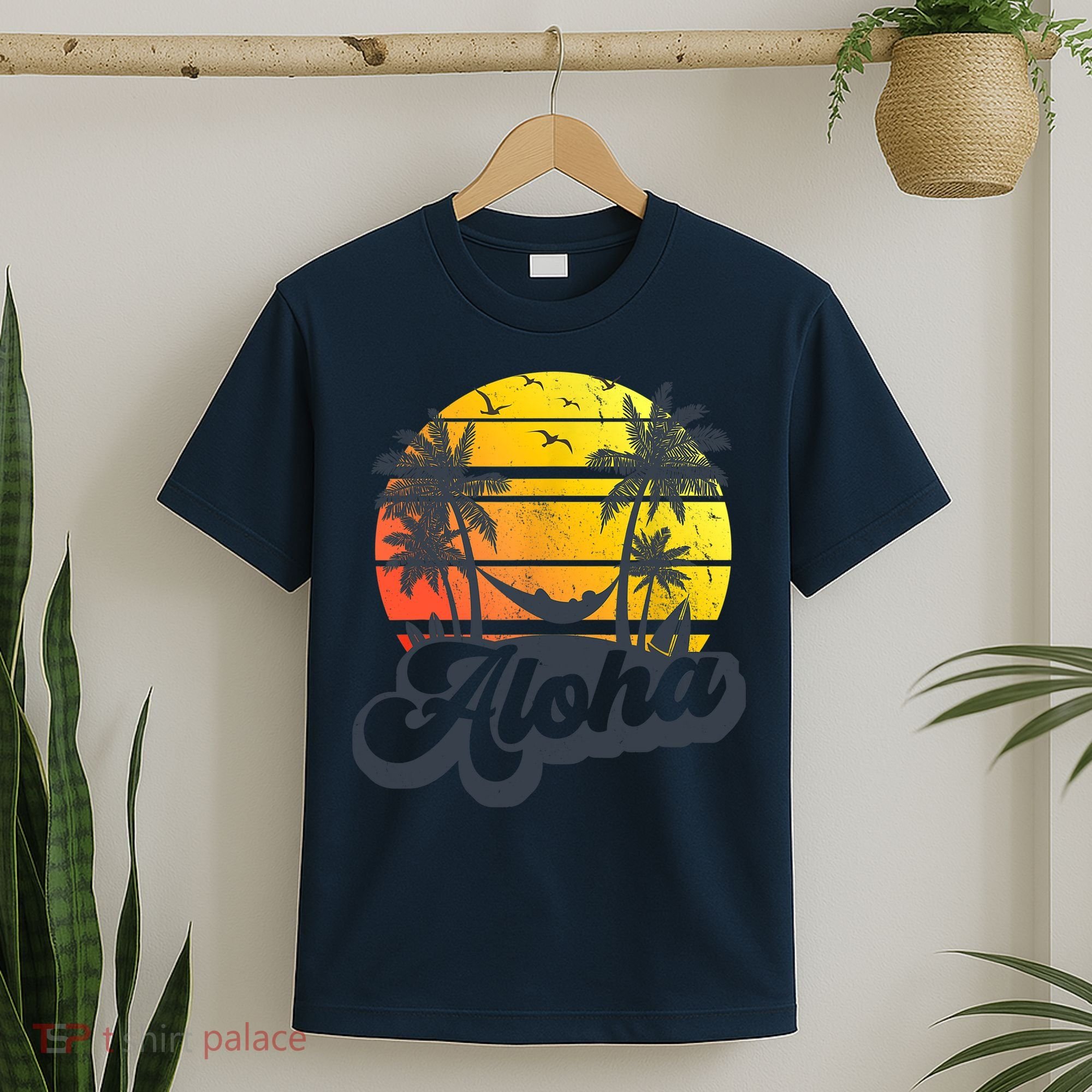 Aloha Hawaii Hawaiian Island Palm Trees Beach Vacation T-Shirt