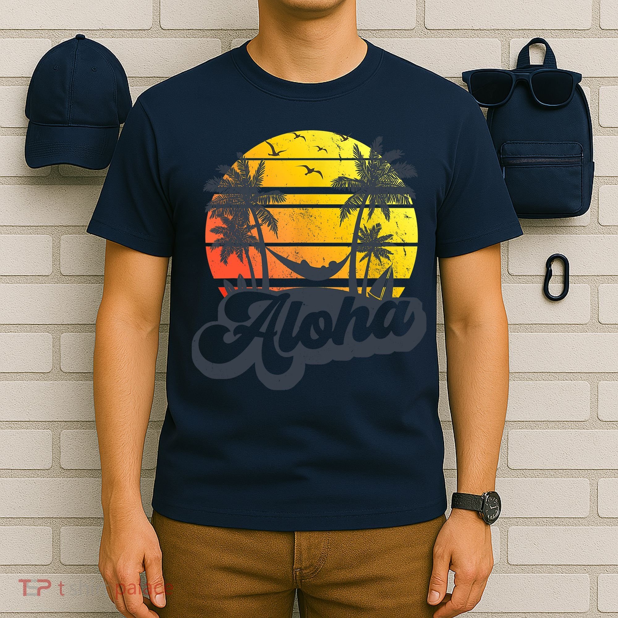 Aloha Hawaii Hawaiian Island Palm Trees Beach Vacation T-Shirt