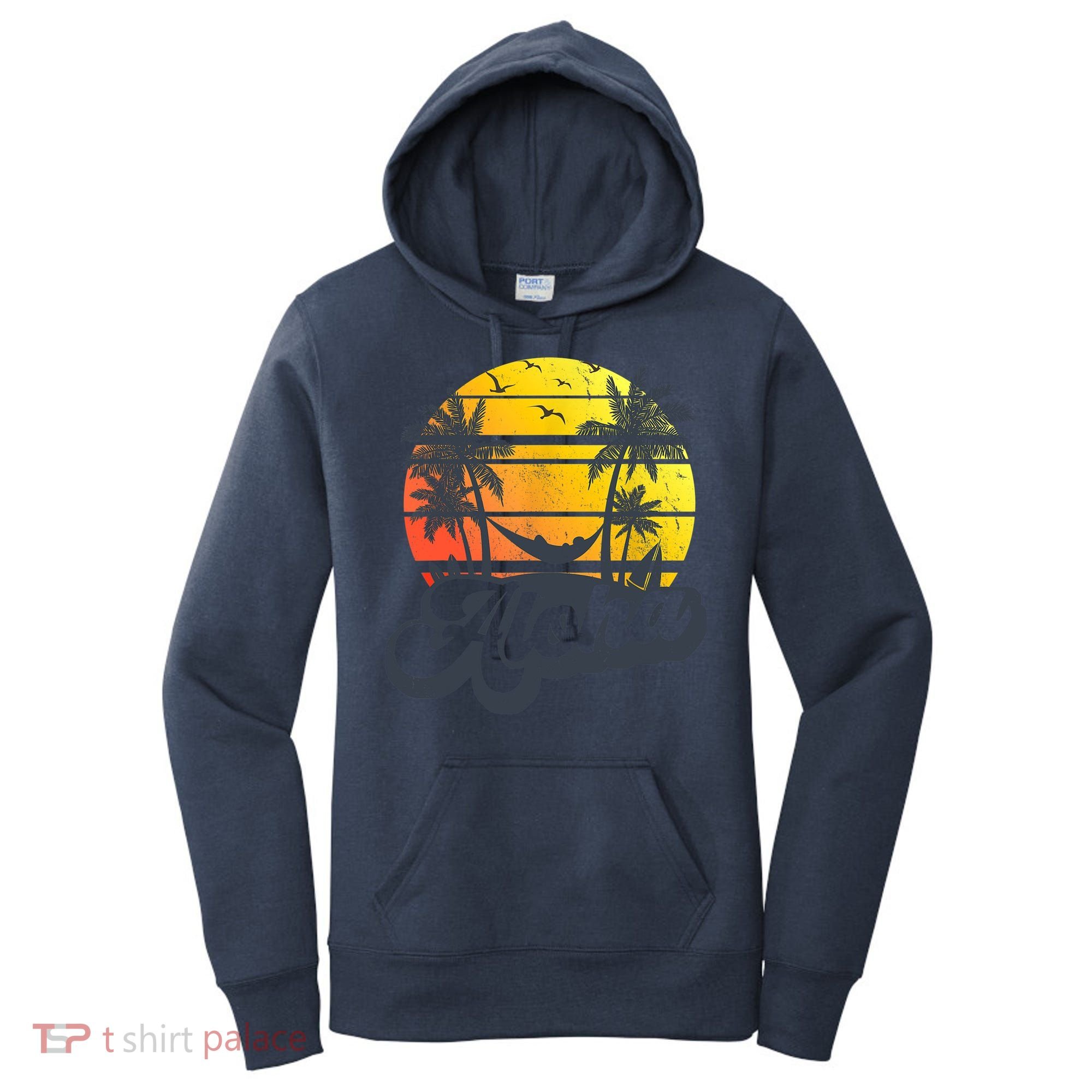 Aloha Hawaii Hawaiian Island Palm Trees Beach Vacation Women's Hoodie