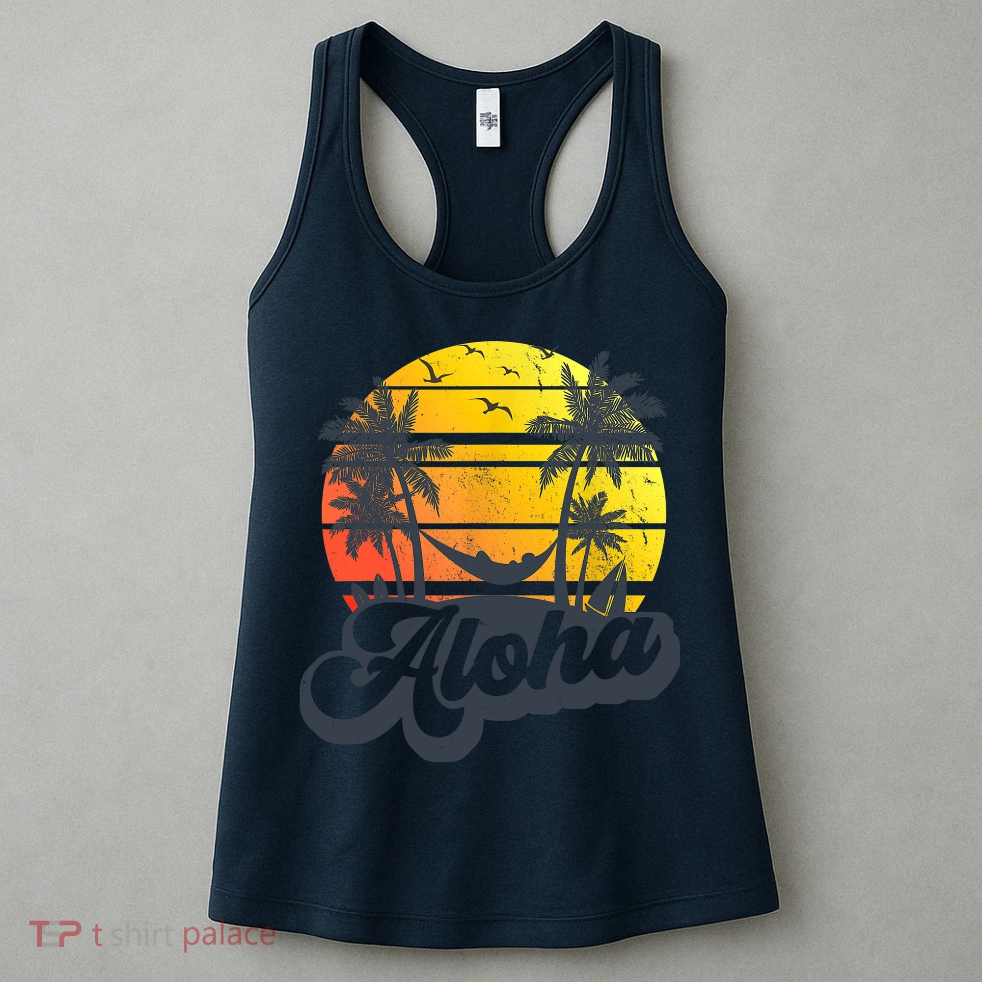 Aloha Hawaii Hawaiian Island Palm Trees Beach Vacation Women's Tank Top