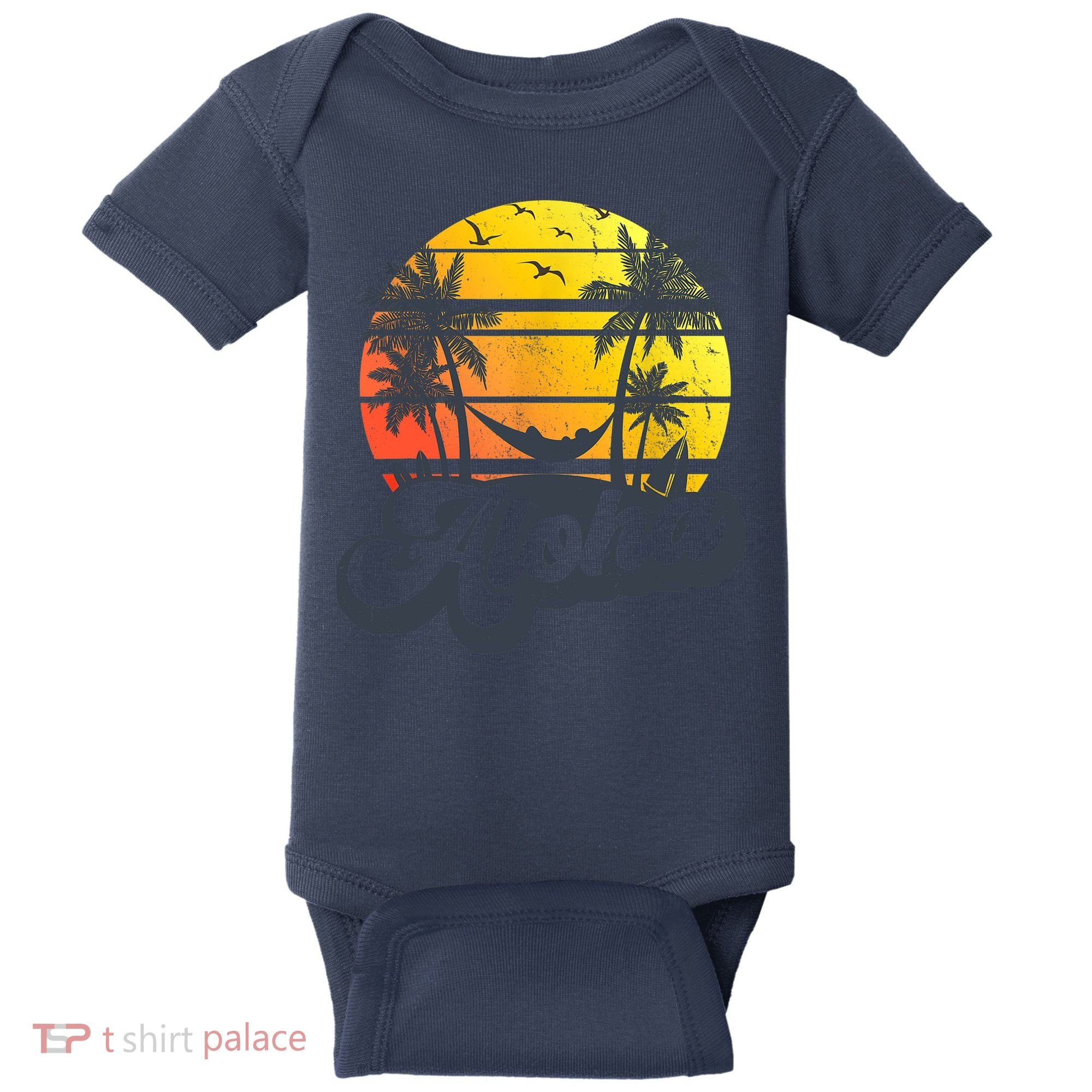 Aloha Hawaii Hawaiian Island Palm Trees Beach Vacation Baby Bodysuit