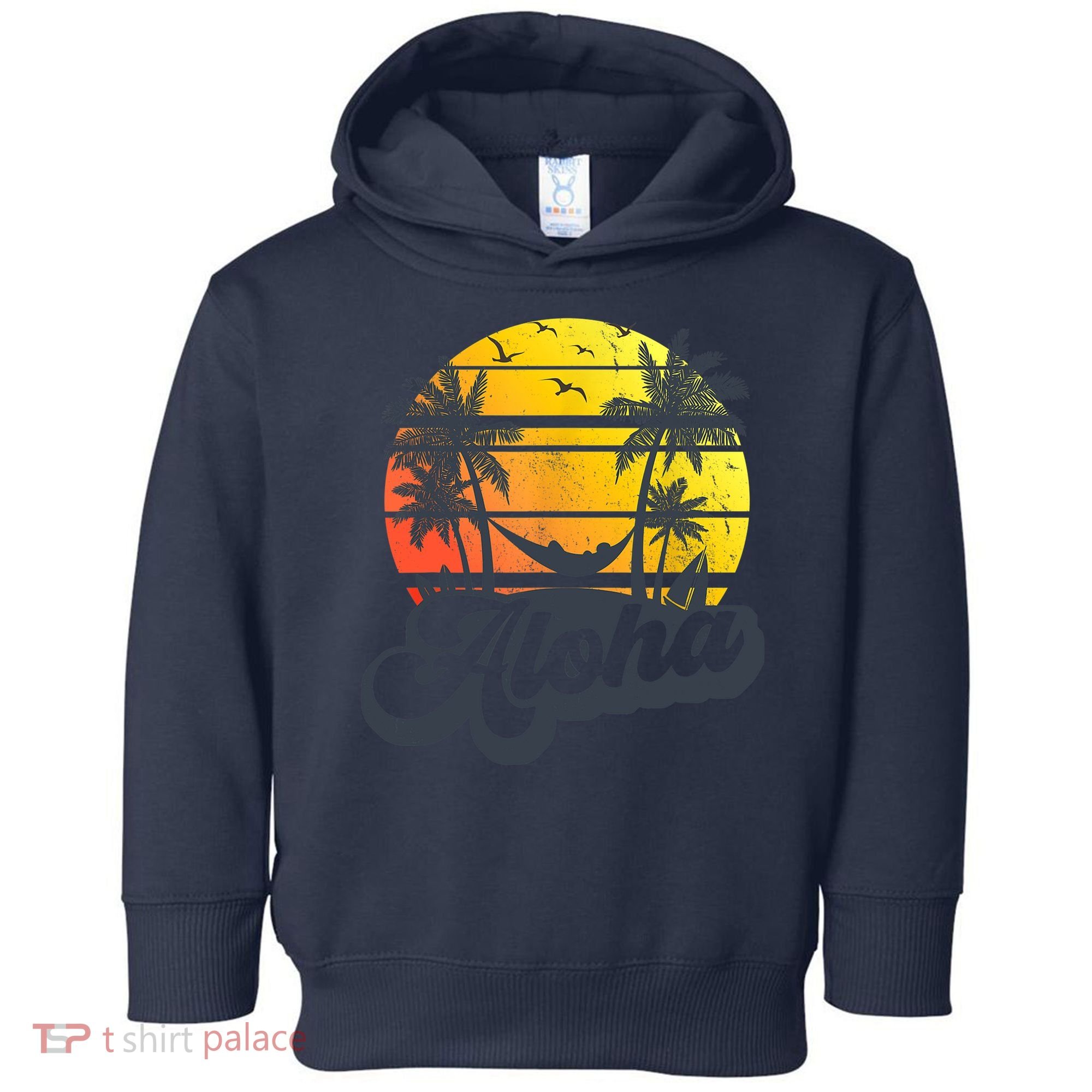 Aloha Hawaii Hawaiian Island Palm Trees Beach Vacation Toddler Hoodie