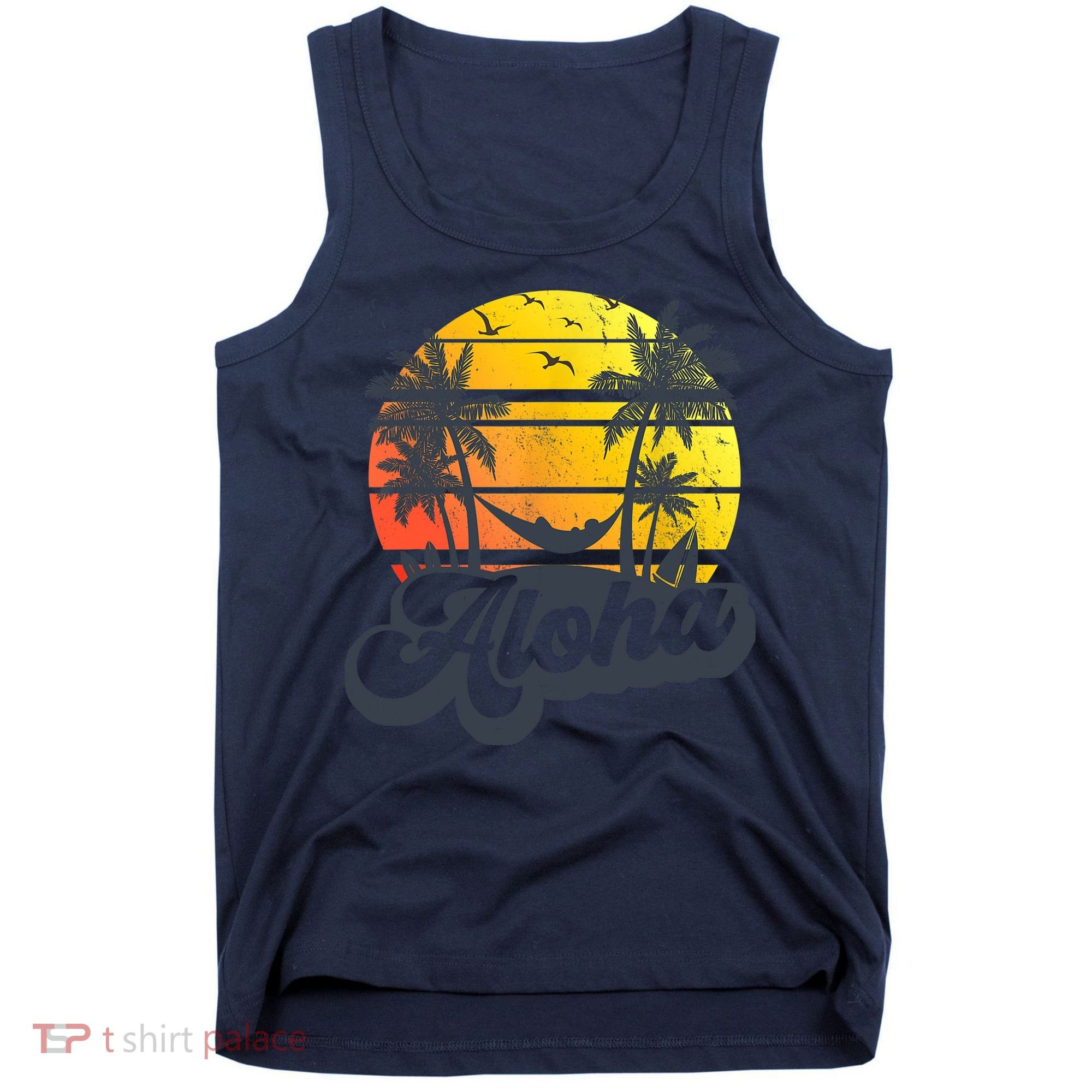 Aloha Hawaii Hawaiian Island Palm Trees Beach Vacation Tank Top