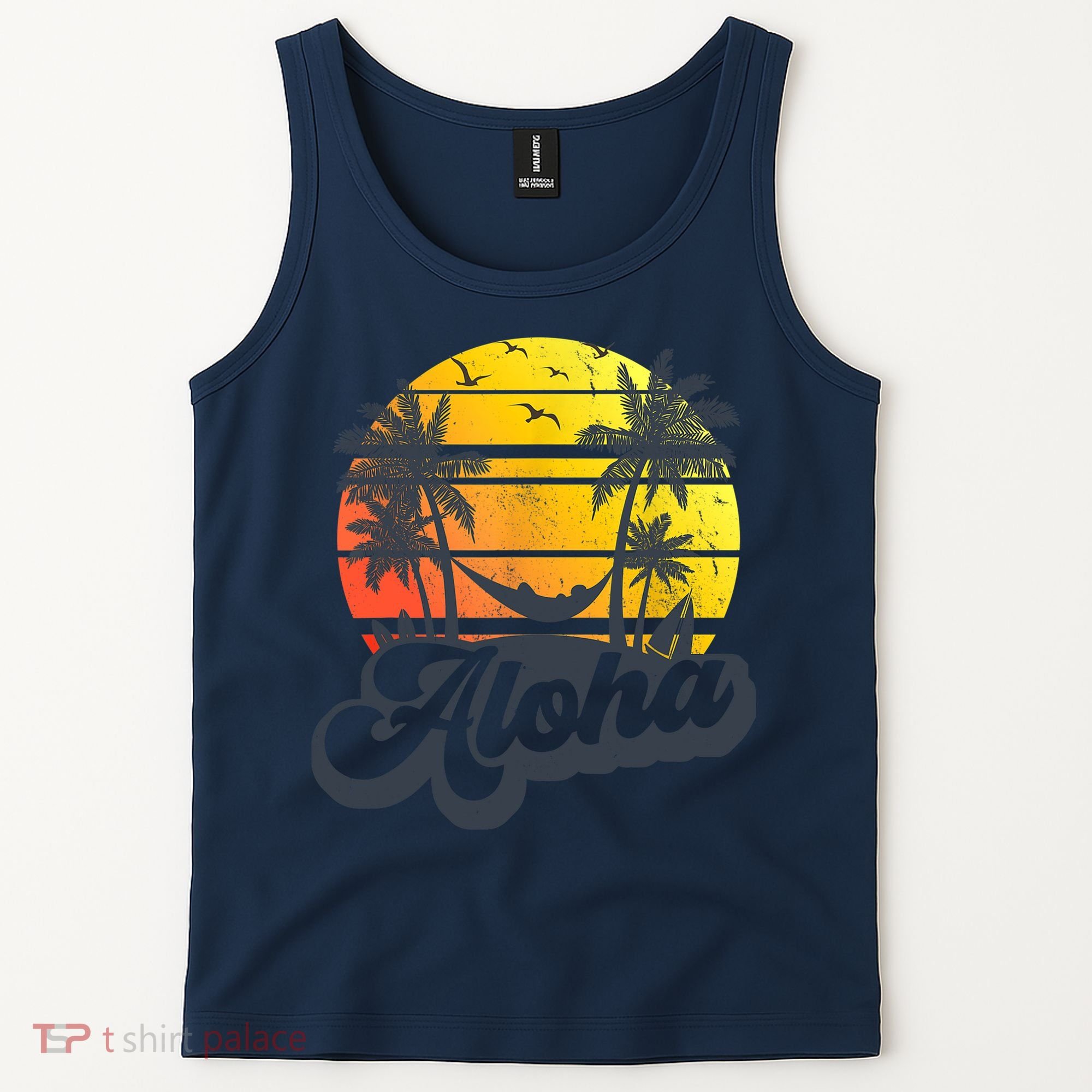 Aloha Hawaii Hawaiian Island Palm Trees Beach Vacation Tank Top