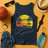 Aloha Hawaii Hawaiian Island Palm Trees Beach Vacation Tank Top thumb 4