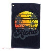 Aloha Hawaii Hawaiian Island Palm Trees Beach Vacation Golf Towel thumb 0