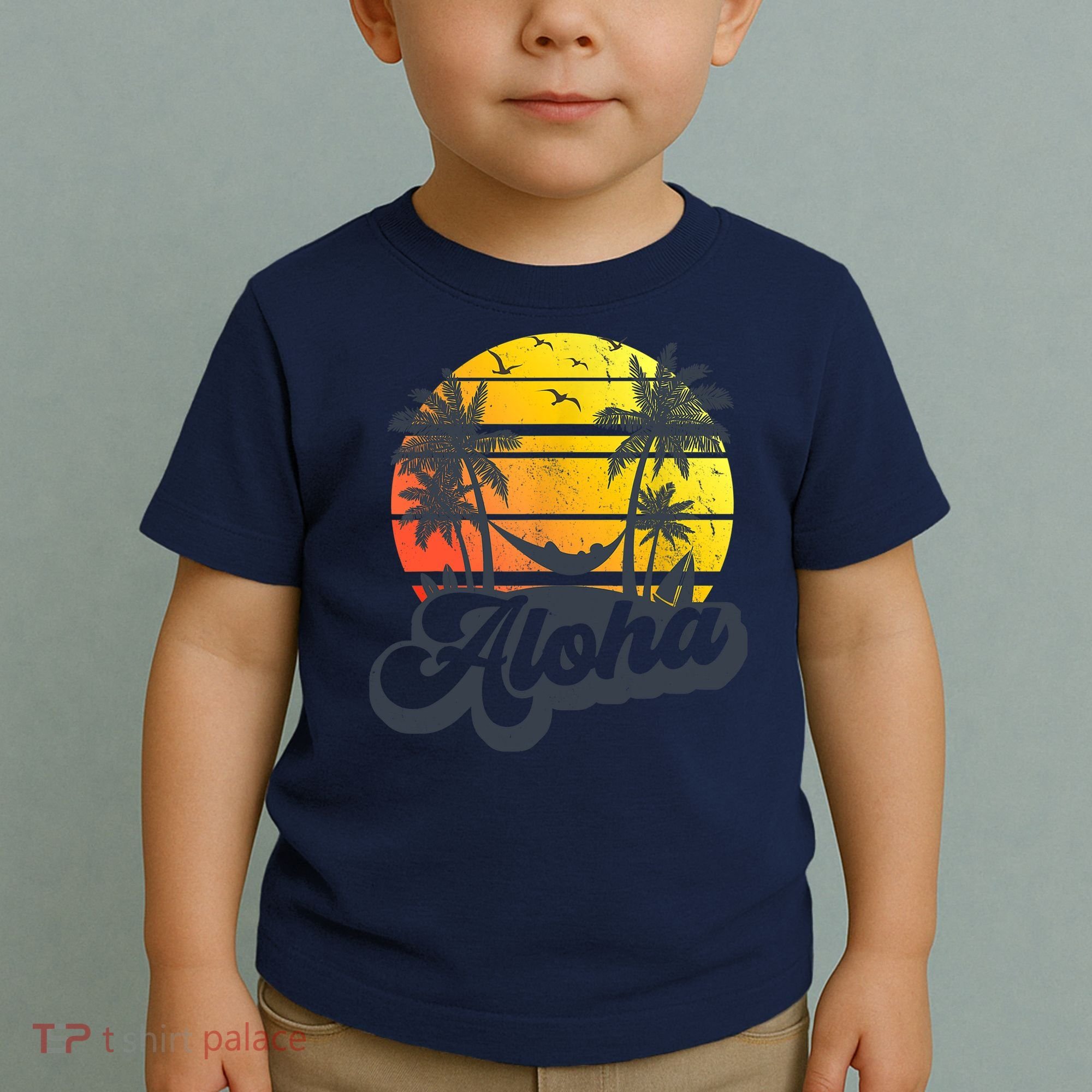 Aloha Hawaii Hawaiian Island Palm Trees Beach Vacation Toddler T-Shirt