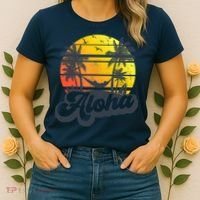 Aloha Hawaii Hawaiian Island Palm Trees Beach Vacation Women's T-Shirt thumb 2