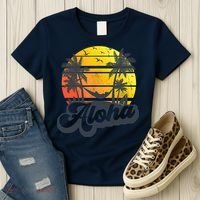 Aloha Hawaii Hawaiian Island Palm Trees Beach Vacation Women's T-Shirt thumb 3