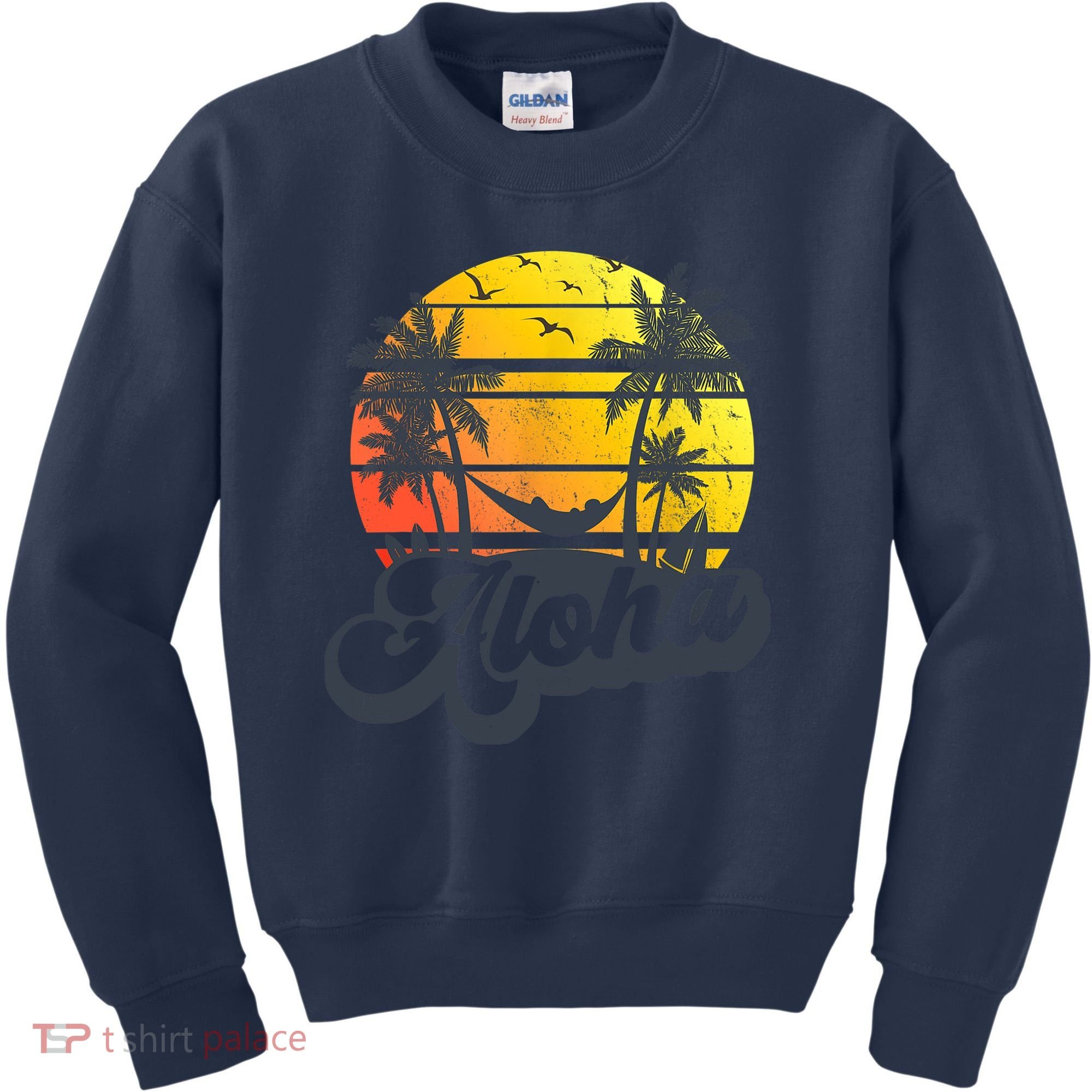 Aloha Hawaii Hawaiian Island Palm Trees Beach Vacation Kids Sweatshirt