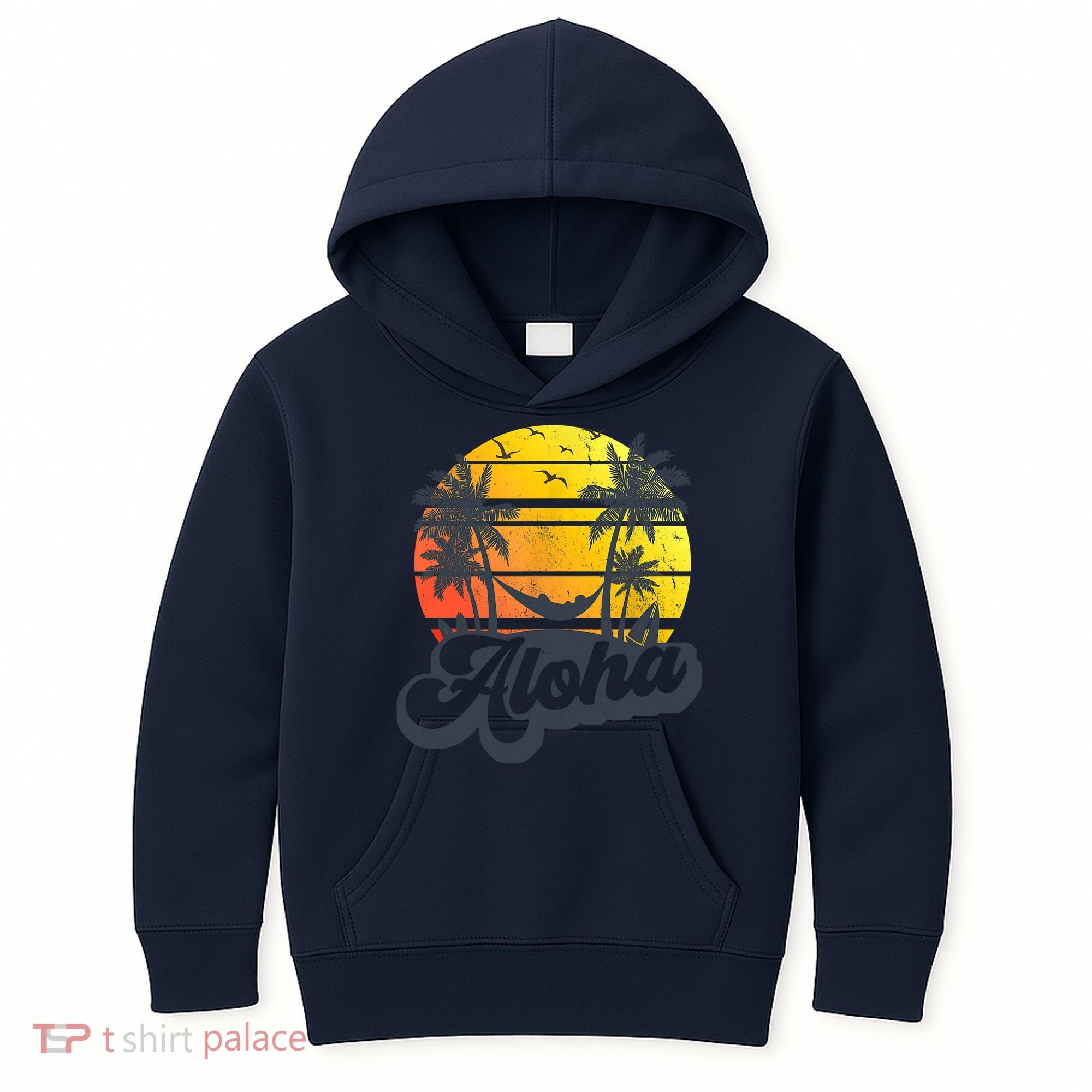 Aloha Hawaii Hawaiian Island Palm Trees Beach Vacation Kids Hoodie