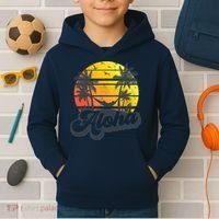 Aloha Hawaii Hawaiian Island Palm Trees Beach Vacation Kids Hoodie thumb 2