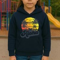 Aloha Hawaii Hawaiian Island Palm Trees Beach Vacation Kids Hoodie thumb 3