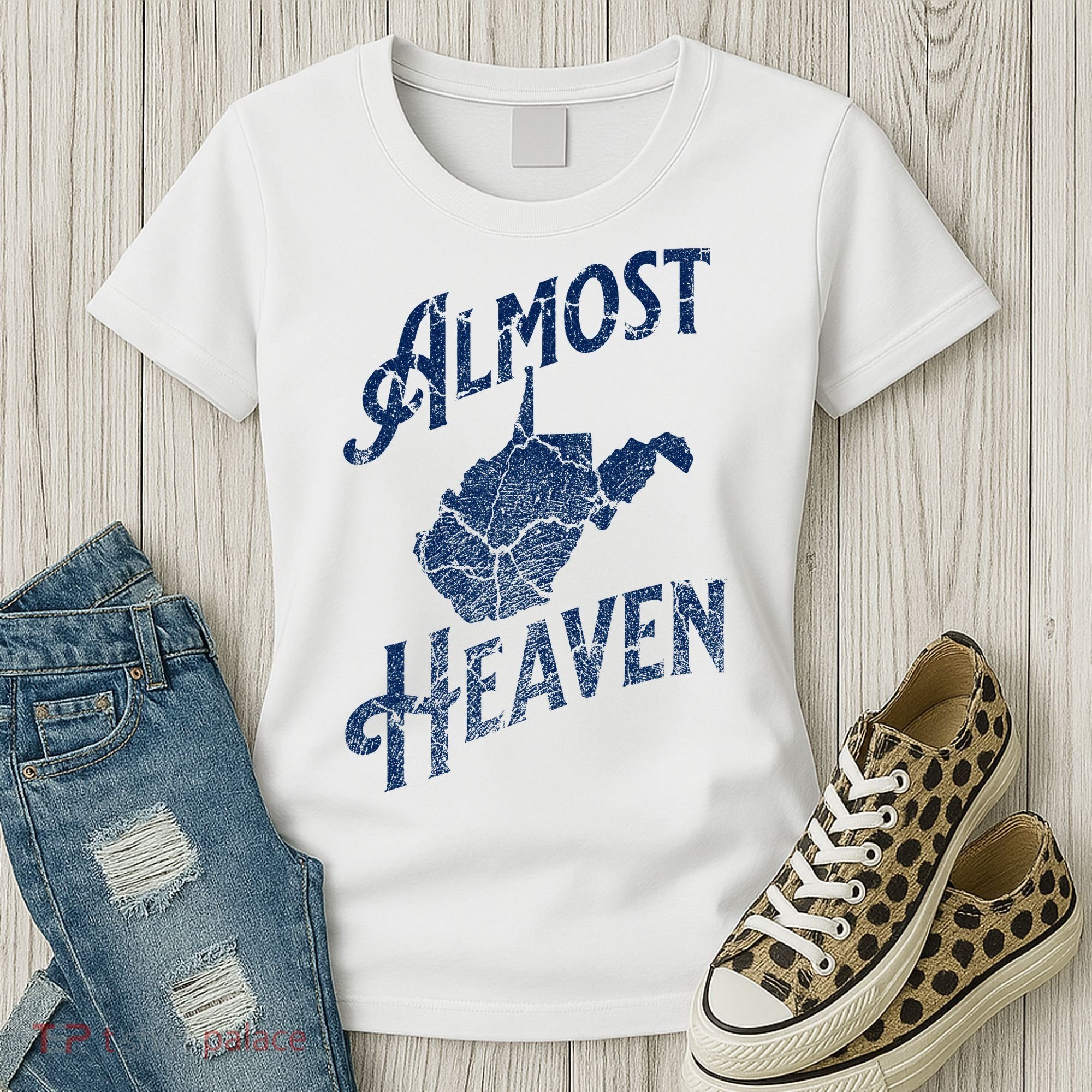 Almost Heaven Home West Virginia Map 304 Wv Women's T-Shirt