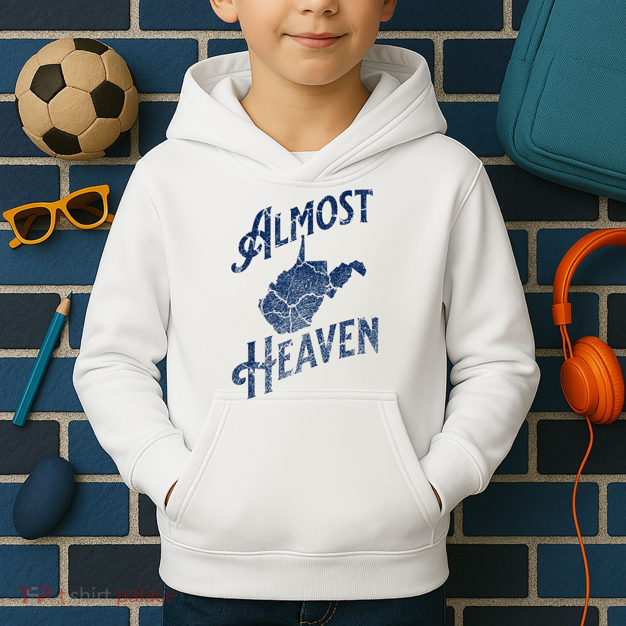 Almost Heaven Home West Virginia Map 304 Wv Kids Hoodie