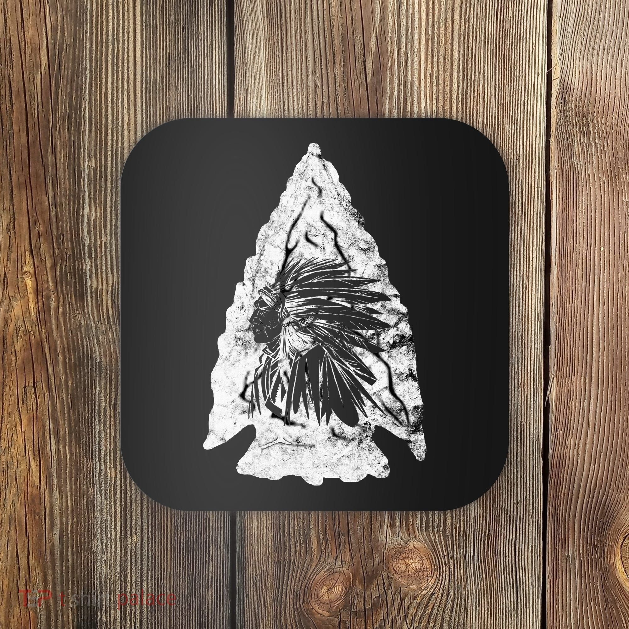 Arrowhead Hunter Indian Chief Relic Hunting Native American Coaster