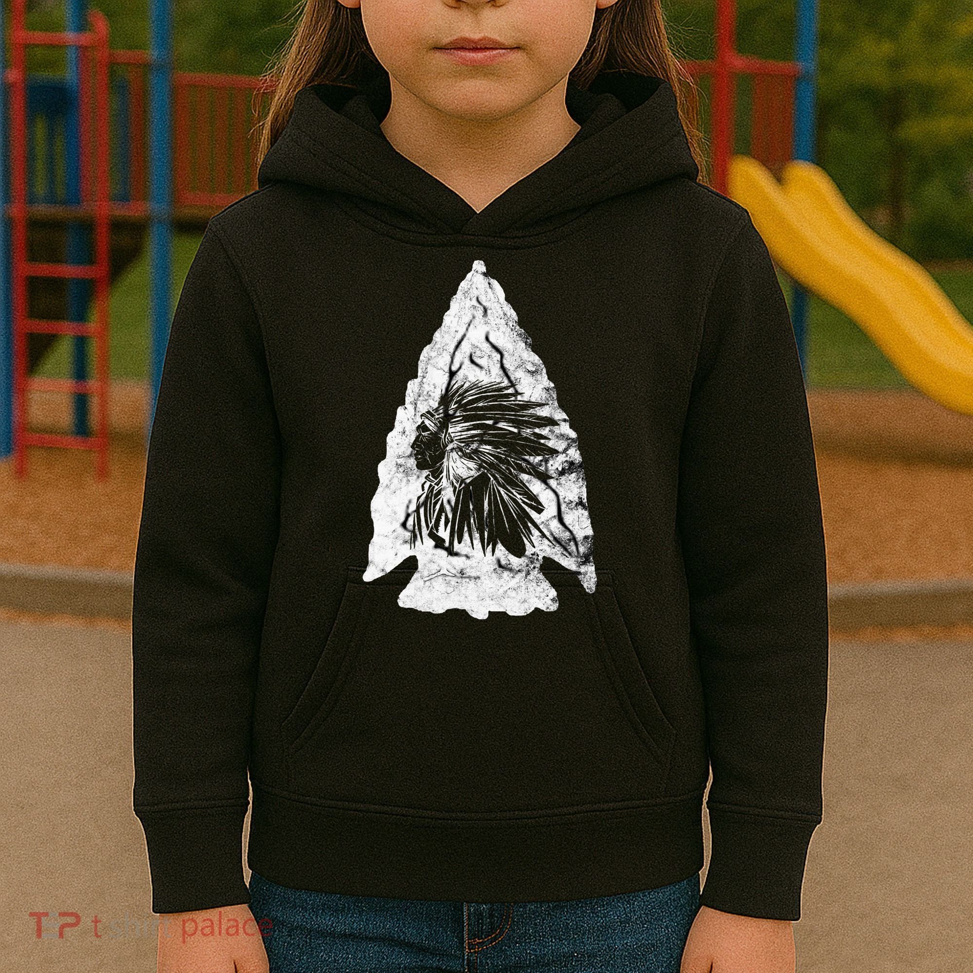 Arrowhead Hunter Indian Chief Relic Hunting Native American Kids Hoodie