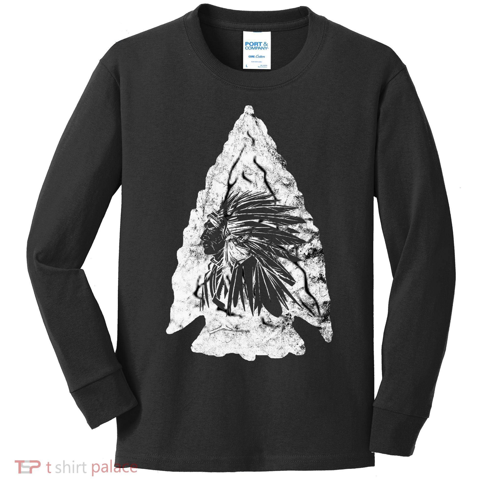 Arrowhead Hunter Indian Chief Relic Hunting Native American Kids Long Sleeve Shirt