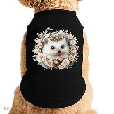 Adorable Hedgehog In Floral Frame Doggie Tank