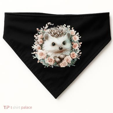 Adorable Hedgehog In Floral Frame USA-Made Doggie Bandana