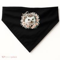 Adorable Hedgehog In Floral Frame USA-Made Doggie Bandana thumb 0