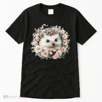 Adorable Hedgehog In Floral Frame Tall T-Shirt thumb 0