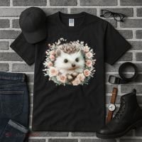 Adorable Hedgehog In Floral Frame Tall T-Shirt thumb 3