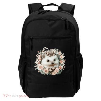 Adorable Hedgehog In Floral Frame Backpack