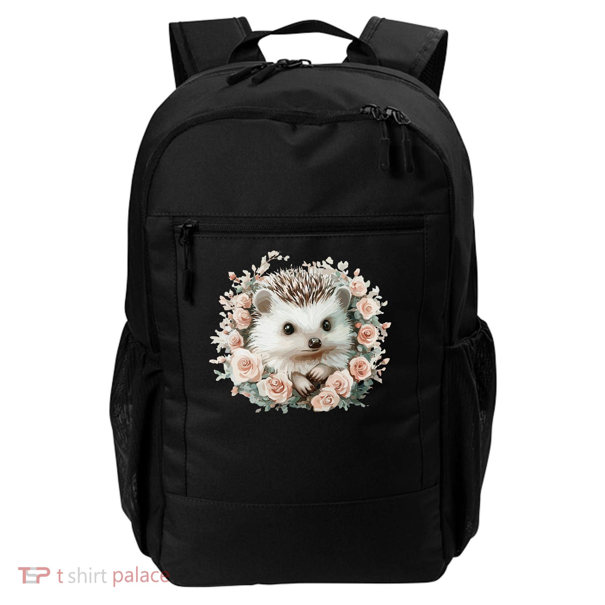Adorable Hedgehog In Floral Frame Backpack