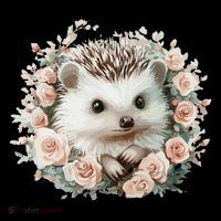 Adorable Hedgehog In Floral Frame Hooded Wearable Blanket thumb 2