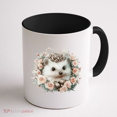 Adorable Hedgehog In Floral Frame Coffee Mug back